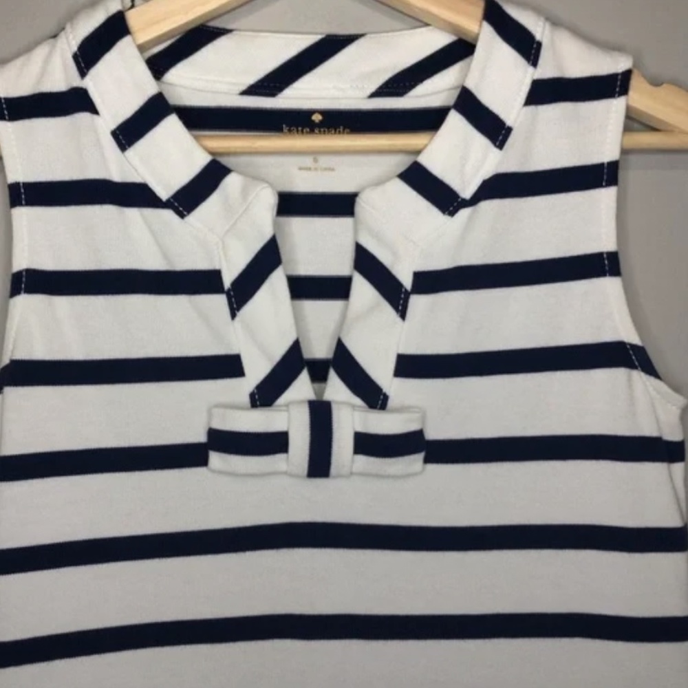 Kate Spade White and Navy Striped Mini Dress Size S - Picture 4 of 4
